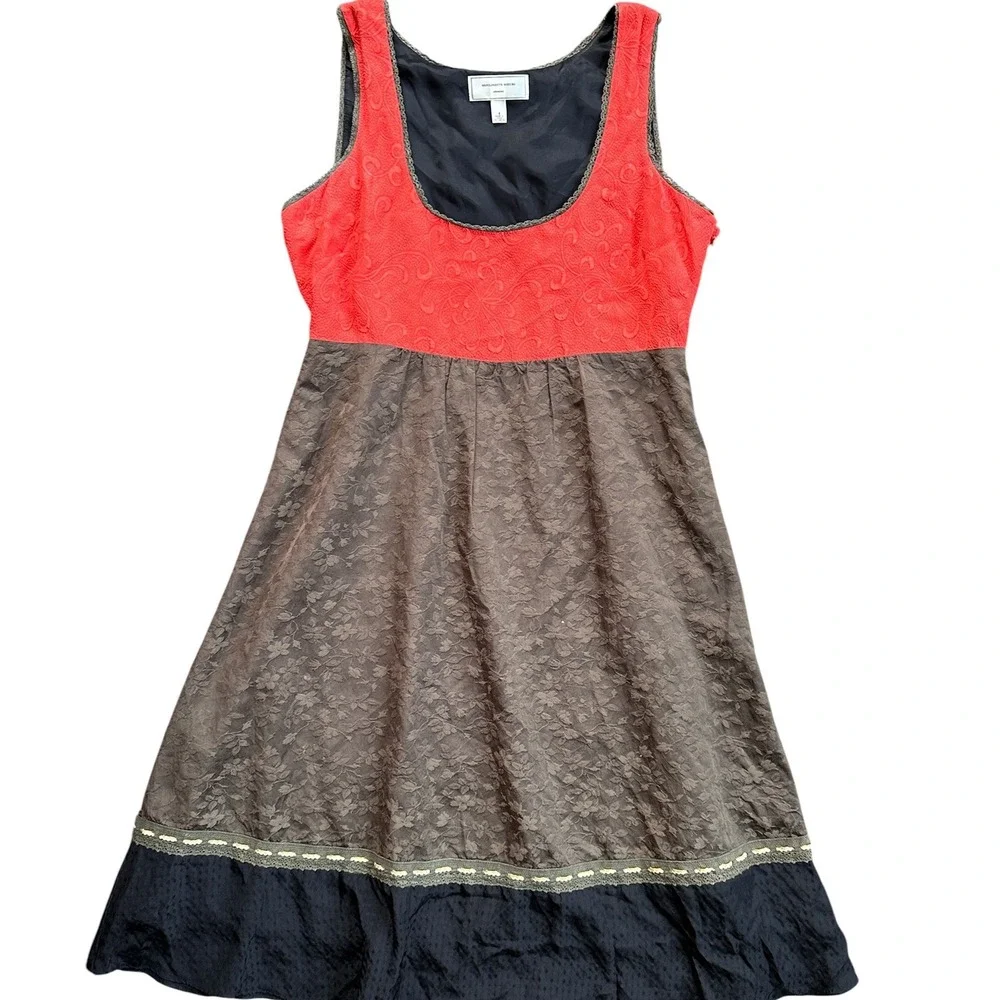 Moulinette Soeurs Anthropologie Dress Wmns 4 Red Taupe Lace Empire Waist